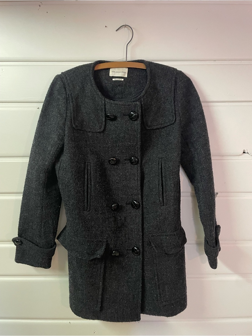 Isabel Marant Etoile Women's Charcoal Wool Pea Coat